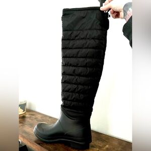 Size 10 Women's Black Puffer Parka Material Knee-High Boots waterproof Tretorn